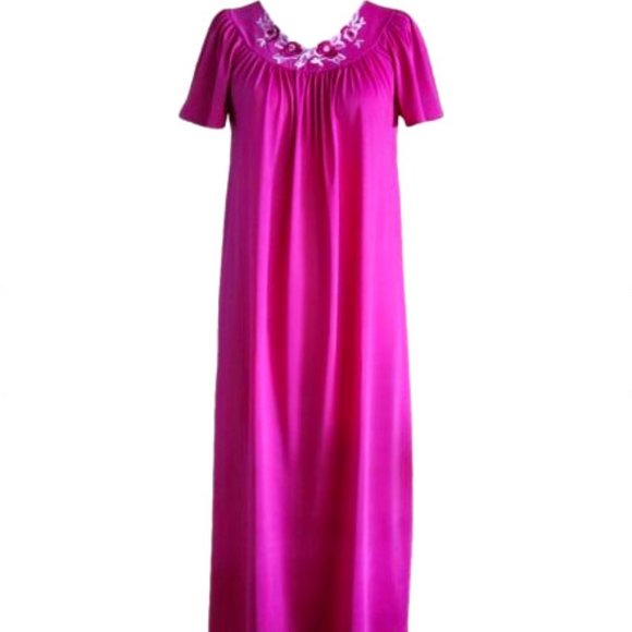 Shadowline Long Flutter Sleeve Nightgown, Raspberry - 32280 - Picture 1 of 1